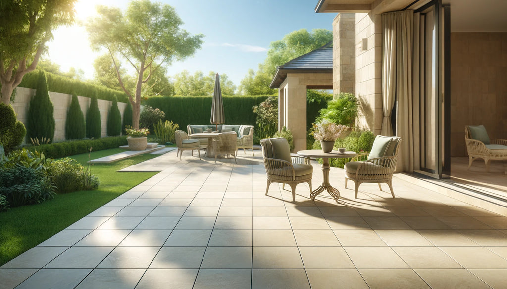 french limestone tile outdoor design